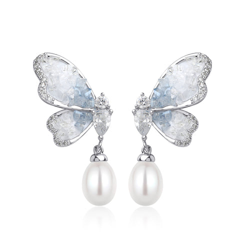 Butterfly Oval Pearl Earrings - House Of Pearls